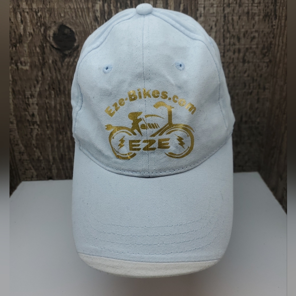 Eze-Bikes.com White Denim Adjustable Strapback Hat Cap One Size Unisex